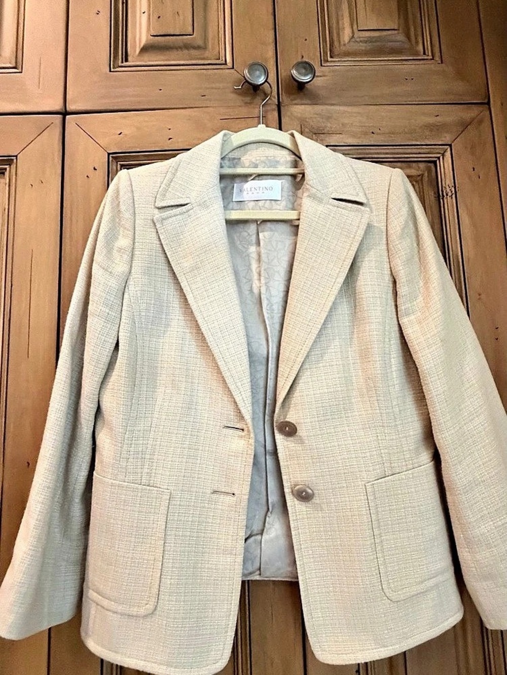 Valentino Textured Blazer in Cream Size 46 (10) NWT